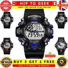 Mens Military Sports LED Large Face Digital Watch Screen Large Face Shockproof