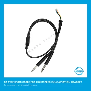 GA Twin Plug Cable for Lightspeed Sierra and Zulu Series Aviation Headsets - Picture 1 of 1