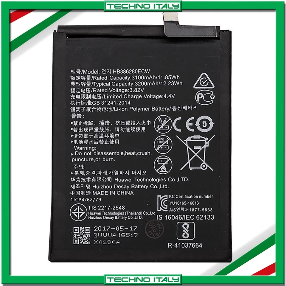 BATTERIA PER HUAWEI P10 - HONOR 9 3200mAh HB386280ECW SOST. ORIGINALE