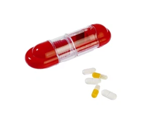 2 x Pillendose 3in1 Pillenbox Pillenschneider Tablettenteiler Pillenteiler rot - Bild 1 von 1