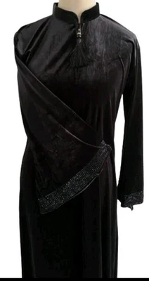 Quality Ladies Premium Velvet Butterfly Frasha Abaya Diamante - Black Size 58 V1 - Image 1 of 4