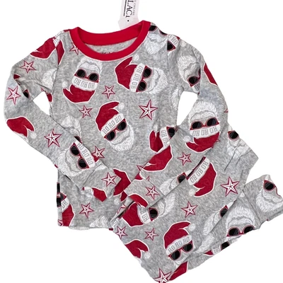 Pijama de algodão gráfico brilho Papai Noel cinza infantil novo com etiquetas Children's Place Kids - TAMANHO 5 - Imagem 1 de 4
