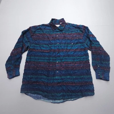 Vintage Summa Long Sleeve Button Shirt Mens Large 100% Silk Aztec Tribal Print - Image 1 of 4