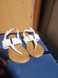 a.n.a White Faux Leather Slingback Adjustable Sandals Womens Size 7.5 - Picture 1 of 4