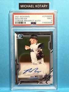MAX MEYER 2021 BOWMAN CHROME AUTO PSA 9 Marlins Cpamme - Picture 1 of 1
