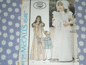 VTG 70's McCALL'S 4548 GIRLS BONNET BAG DRESS IN 2 LENGTHS PATTERN UNCUT-SIZE 8 - Picture 1 of 3