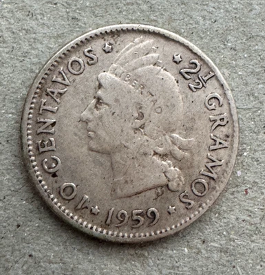 República Dominicana, 10 centavos, 1959, KM#19 Foto 1 de 2