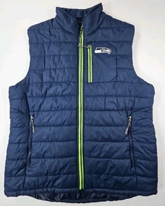 Seattle Seahawks Puffer Vest Mens XLarge Quilted Jacket Full Zip Embroidered NFL - Picture 1 of 11