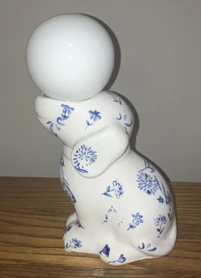Vintage Ceramic Puppy Blue & White Floral LED Mood Lamp/Night Light 7.5” - Image 1 of 4