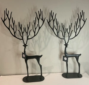 GRANVILLE LANE Black Big Reindeer Set of 2 Winter metal Christmas Decor 26” NEW - Picture 1 of 10