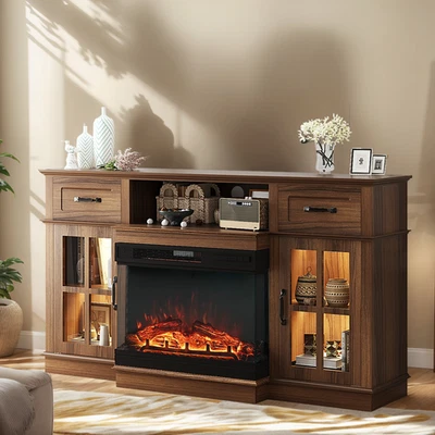 70" Fireplace TV Stand with Electric Fireplace for 70 in TV Entertainment Center - Image 1 of 4