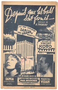 Depuis que les bals sont fermés..de DAMIA & Marcel VERAN Paroles THOREAU en 1943 - Imagen 1 de 2