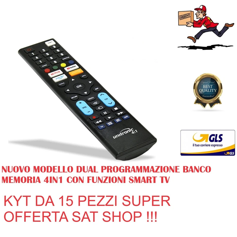 15 TELECOMANDO UNIVERSALE PROGRAMMABILE MADE FOR YOU 4 COMPATIBILE TV TELEVISORE - Immagine 1 di 1