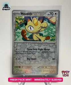 Meowth 052/165 Pokémon Holo Inverso JCC: 151 Tarjetas Pokémon COMO NUEVO ENVIADO HOY - Imagen 1 de 2