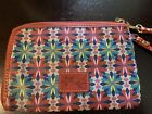 Womens Fossil Zip Around Wallet Red/Blue Floral Pattern Red Card Pockets 6x4