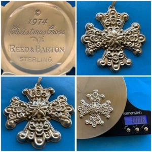 1974 Reed & Barton Sterlingsilber Weihnachtskreuz Ornament 0,6 Unzen, 16 Gramm - Bild 1 von 7
