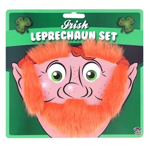 ST PATRICKS DAY KOBOLD BART AUGENBRAUEN KOTELETTEN IRLAND IRISCH KOSTÜM - Bild 1 von 1