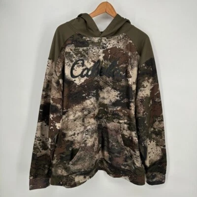 Cabelas Sudadera con Capucha Para Hombres 2XL Verde Camuflaje Logo Vellón Forrado Pullover Sudadera Foto 1 de 4