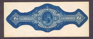 US Turner Essay blue Internal Revenue stamped paper 2c Washington bust 1862-72 - Picture 1 of 2