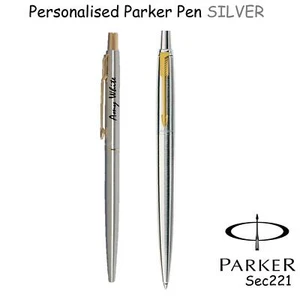 Bolígrafo personalizado grabado Parker Jotter acero plateado y dorado - tinta negra  - Imagen 1 de 2