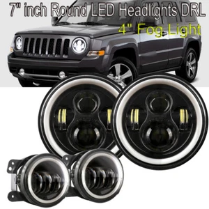 Par de faros LED de 7 pulgadas alto/bajo DRL +4" kit de faros antiniebla para Jeep Wrangler JK - Imagen 1 de 12