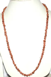 925 Fine Silver 12-40" Strand Necklace Red Sunstone Gemstone 4-6mm Uncut Beads - Picture 1 of 5