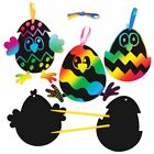 10 Easter EGG CHICK + Stickers Scratch Art Set Kit Kids Craft Activity
