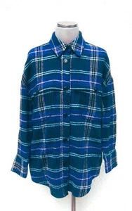 Hemd-Jacke Bluse Shacket Oversize-Shirt blau-gelb-weiß kariert 40 42 L RESERVED - Bild 1 von 2