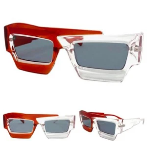 Classic Futuristic Modern Retro Party Club Rave DJ SUN GLASSES Funky Red Frame - Picture 1 of 6