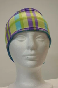 HB Lime Plaid Fleece lined adjustable headband - Picture 1 of 4