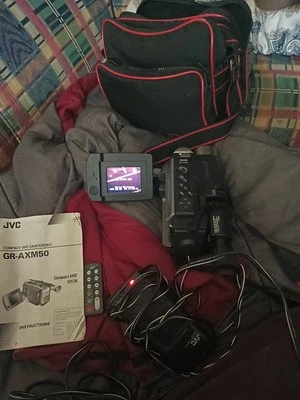 Vintage  JVC GR-AXM50 VHS-C Camcorder Works No Batteries Comes With Plug In Case - Image 1 of 4