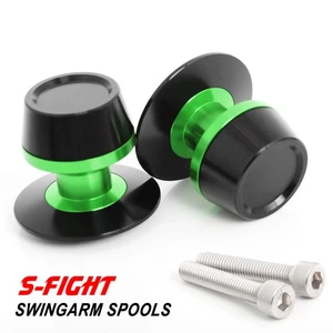 (GREEN) Aluminum 8MM Rear Swingarm Spools Sliders for Triumph Motorcycles - Picture 1 of 7