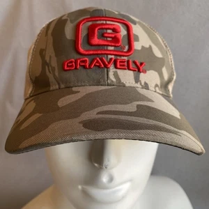 Gravely Camo Trucker Hat Cap Mesh Back Snap Back Khaki/Red NEW - Picture 1 of 9