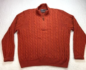 VTG Polo Ralph Lauren Cashmere Silk Blend Cable Knit Sweater 2XL Orange 1/4 Zip - Picture 1 of 9