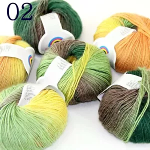 Sale 6Ballsx50gr Colorful Rainbow Rug Shawl Cashmere Wool Hand Crochet Yarn 02 - Picture 1 of 12