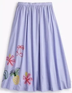 NUEVO CON ETIQUETAS J. Crew Falda Tropical Bordada en Algodón Oxford Talla 10 J2441 In Peri - Imagen 1 de 17