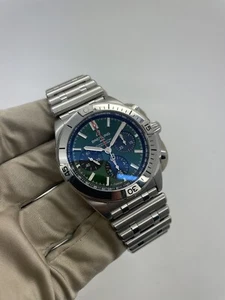 Breitling Chronomat B01 Green Dial Automatic Chronograph Watch AB0134 B+P - Picture 1 of 16
