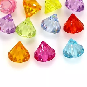 100 Mixed Color Transparent Acrylic Diamond Shaped Pendants 12mm Top Drilled - Imagen 1 de 12