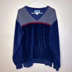 Vintage 80s Velour V Neck Sweater XL - Picture 1 of 7