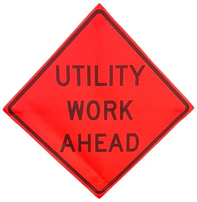 OrangeGear® 36" x 36" Utility Work Ahead Mesh Traffic Sign & Cross Ribs
