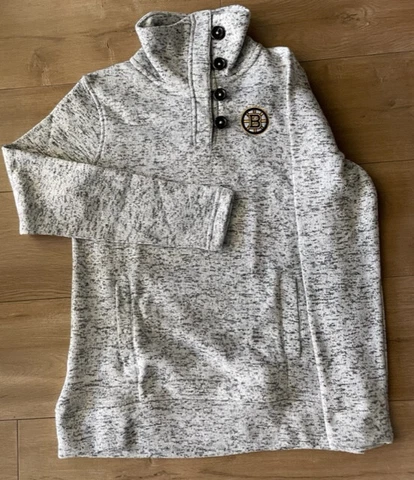 NHL Women's Boston Bruins  4 BUTTON Sweater BEIGE/BROWN SMALL NWT Cover