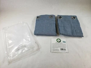 Set Of 2 PrimeBeau Blackout Energy Saving Curtain Panels 52"W x 96”L Teal Blue - Picture 1 of 5