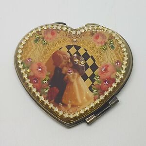Michal Negrin Romantic flower compact box mirror Crystals bride &groom
