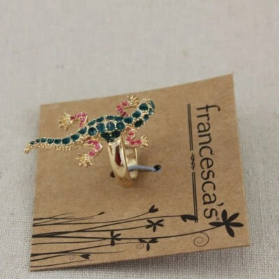 Anello geco smaltato tono oro, taglia UK R, cool goth gear - Immagine 1 di 4