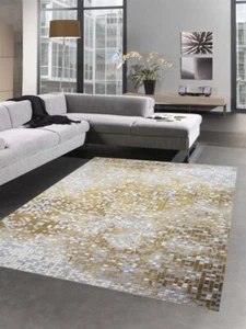 Teppich modern Wohnzimmer Teppich Mosaik in grau senfgelb - Bild 1 von 7