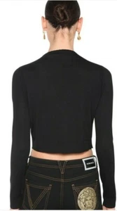 NEW Versace Wool Crop Cardigan in Black - size 48 US XL #S154 - Picture 1 of 7