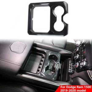 Carbon Fiber Style Central Control Armrest Cup Holder Trim Cover For Dodge Ram - Picture 1 of 7