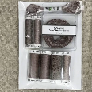 French Taupe Silk Needlework Thread Ensemble Au Ver a Soie Access Commodite - Picture 1 of 2
