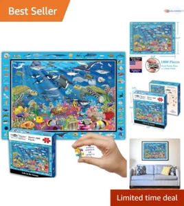 Interactive 1000 Piece Jigsaw Puzzle of Colorful Marine Life for Kids & Adults - Picture 1 of 9