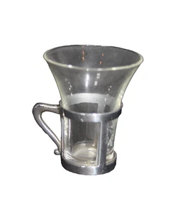 German Shot Glass Vase Shape with Metal Holder Handle  - Picture 1 of 4